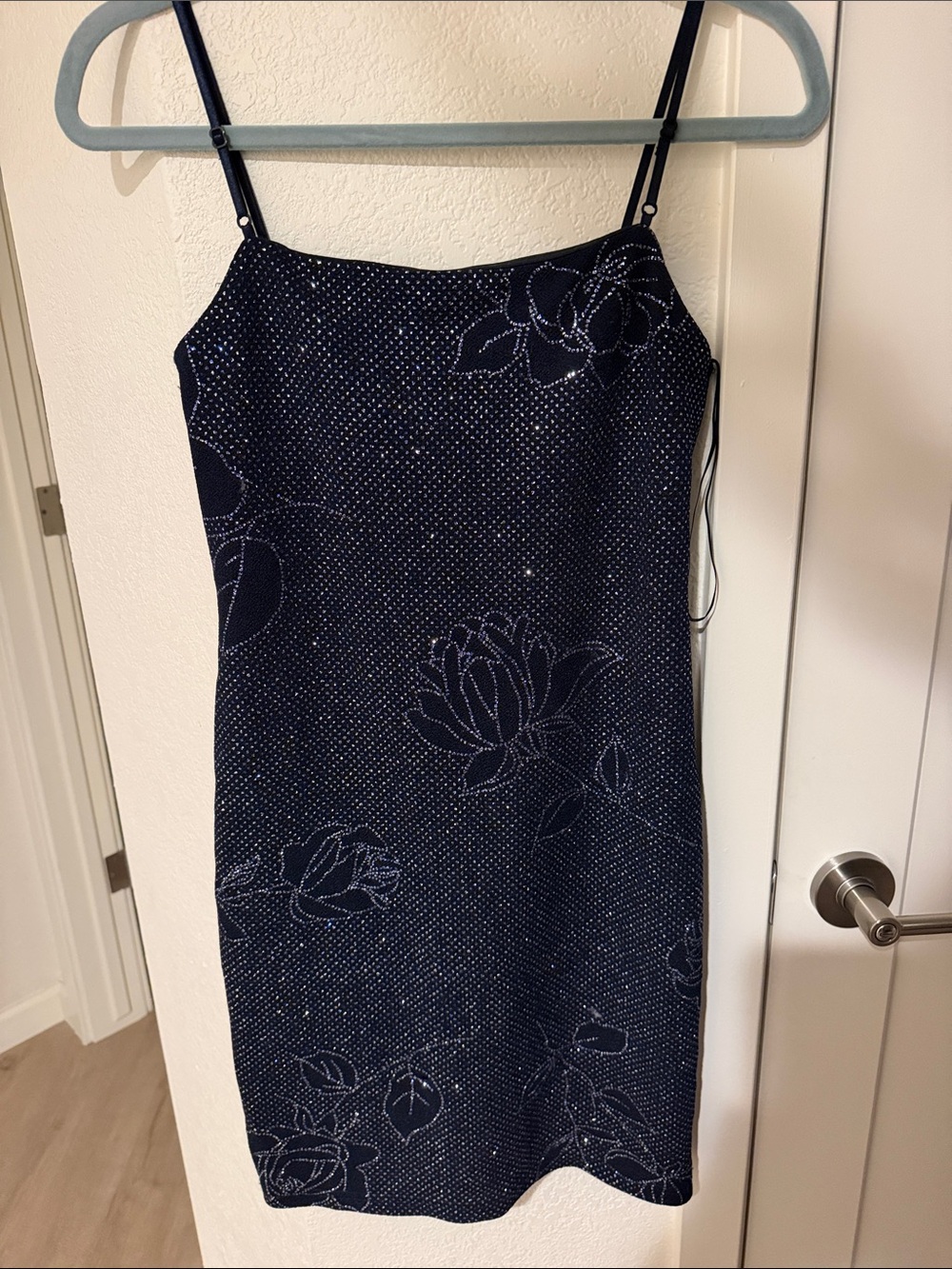 Sparkling Navy Blue Slip Dress